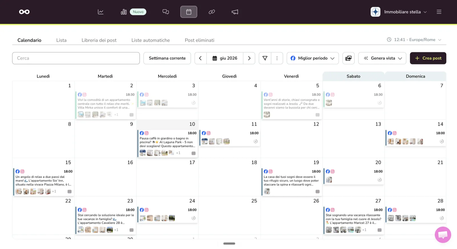 Calendario editoriale reale gestito da MediaLab per un cliente